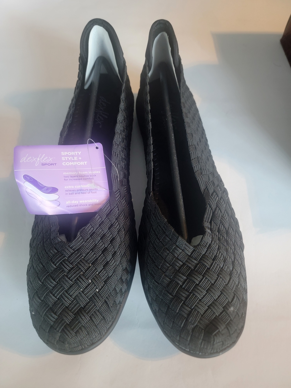 dexflex comfort Black Woven Slip-On Flats